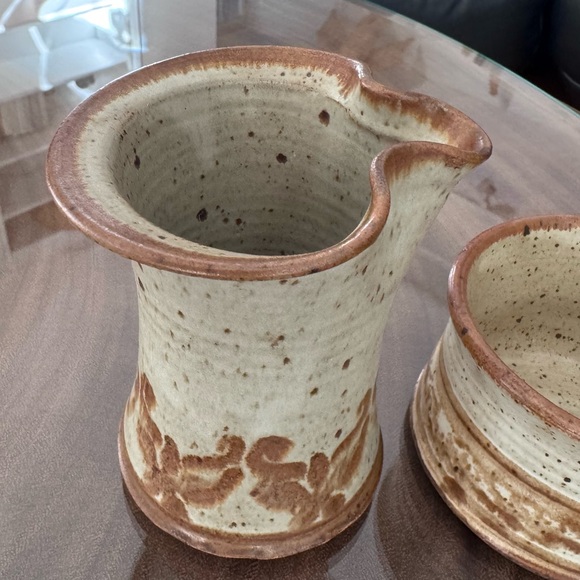 Handmade Studio Pottery Sugar&Creamer - Rustic Earth Tones - Picture 7 of 9